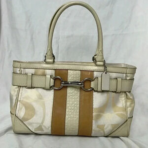 Coach Crème and Tan Handbag